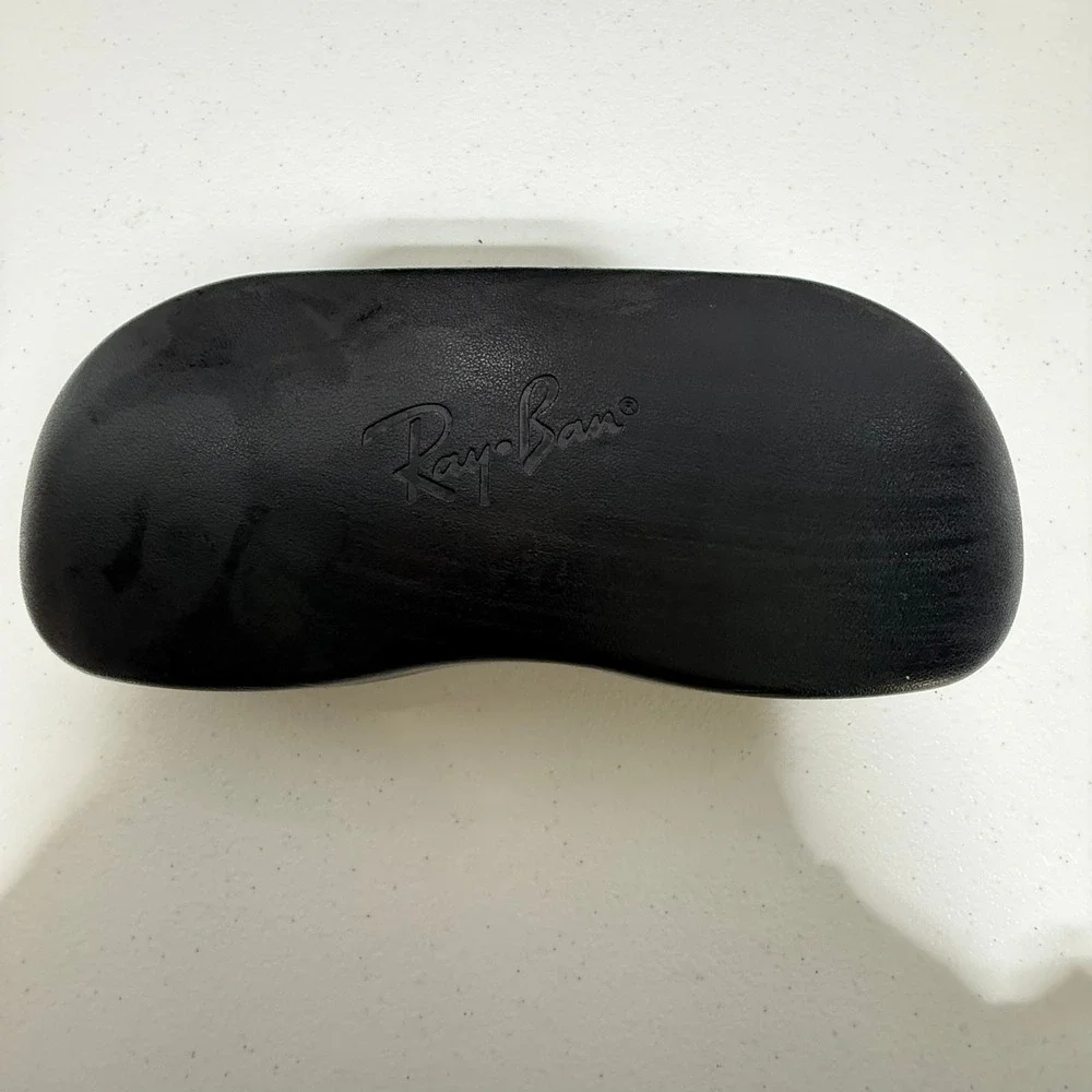 Ray-Ban‎ Black Hard Shell Clamshell Sunglasses Eyeglasses Case Felt Lined Logo